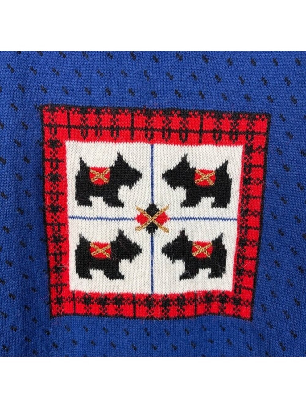 Vintage Scottie Dog Sweater Small Blue Scottish Terrier Dog Novelty Graphic Knit - Picture 5 of 11